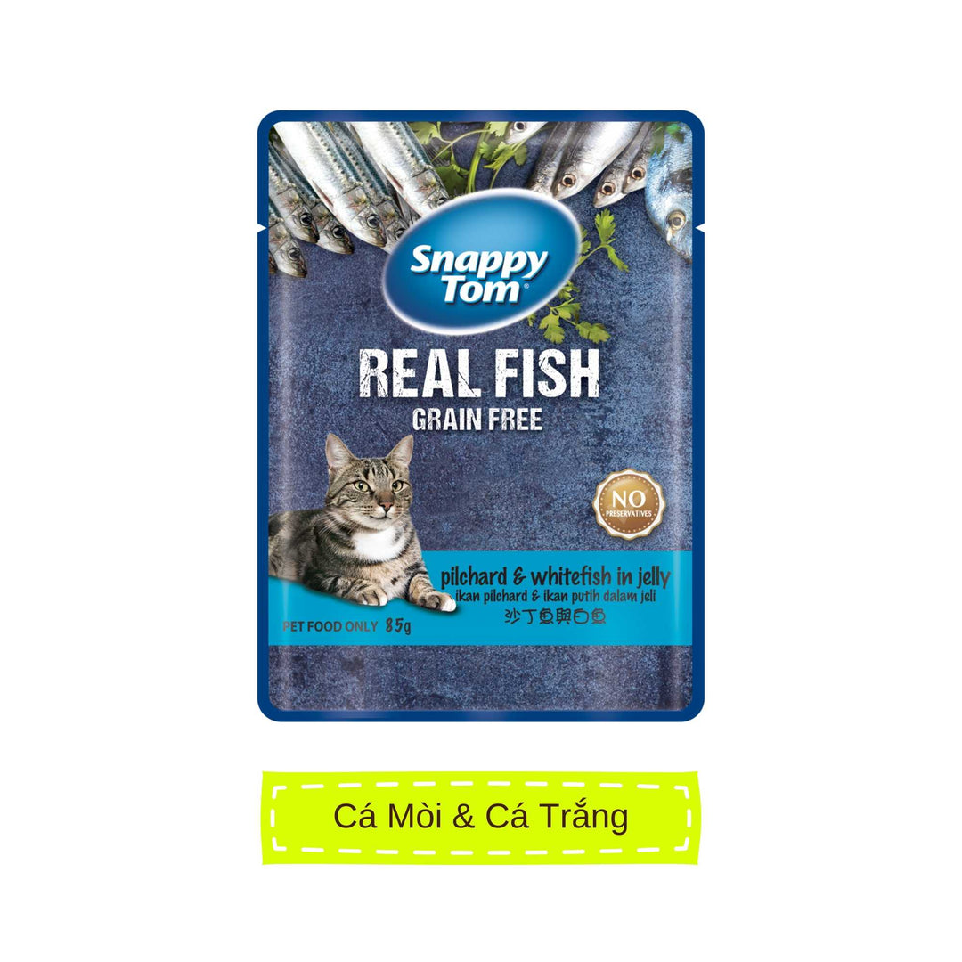 Combo 24 gói Pate Snappy Tom Real Fish Mèo 85G