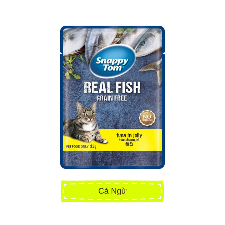Combo 12 gói Pate Snappy Tom Real Fish Mèo 85G