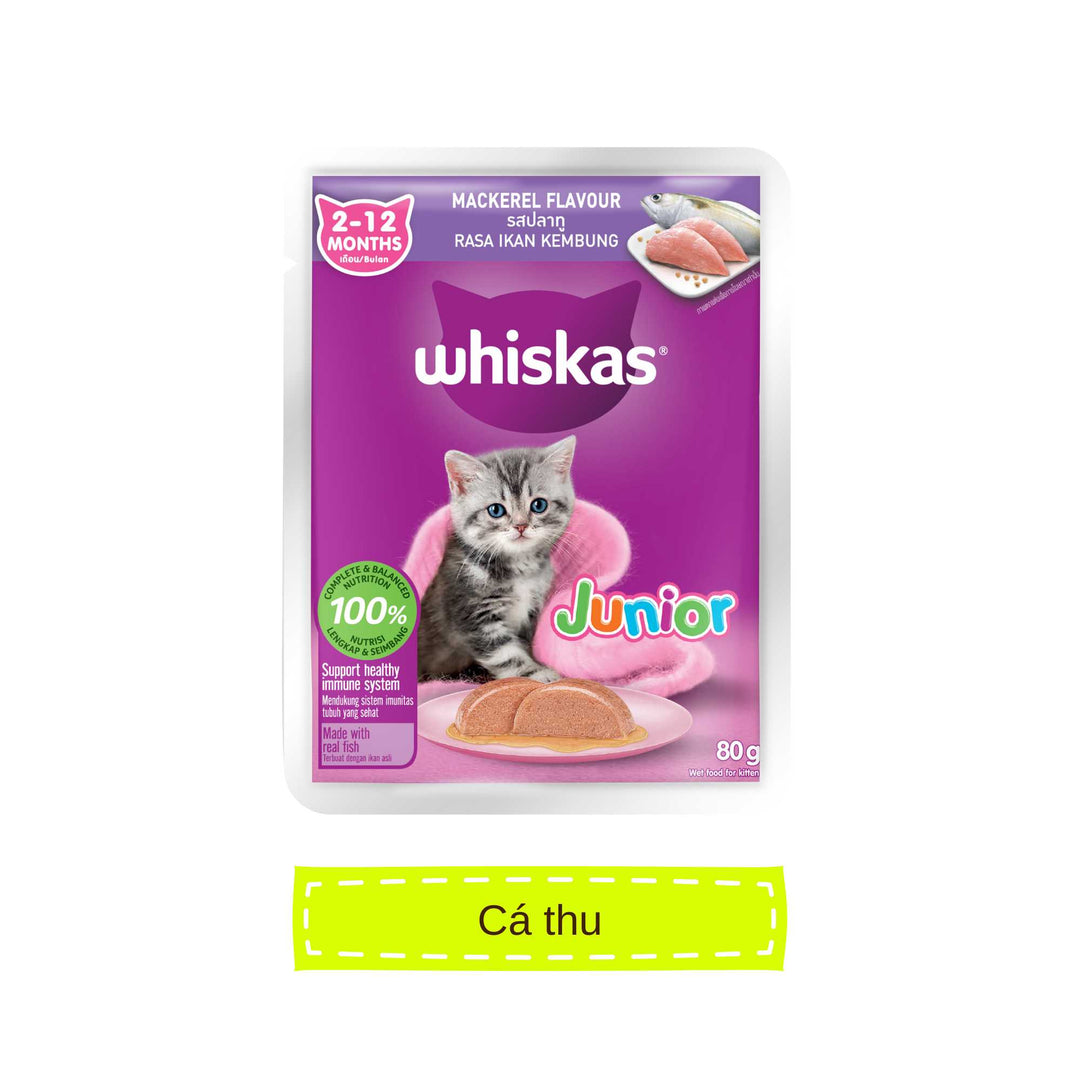 [Combo of 14 packs] Whiskas Kitten Pate, 80g Pack, Assorted Flavors