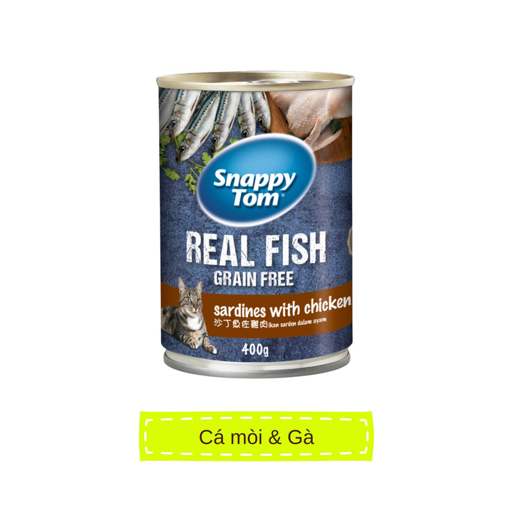 Pate Snappy Tom Real Fish Mèo Lon 400G