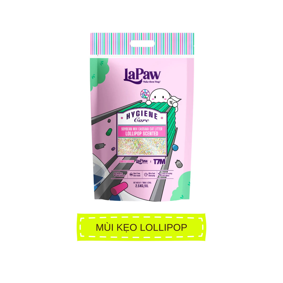 Cát Vệ Sinh Đậu Nành Mix Sắn Cao Cấp La Paw Cho Mèo, Mùi Kẹo Lollipop, 8L / 2.5Kg