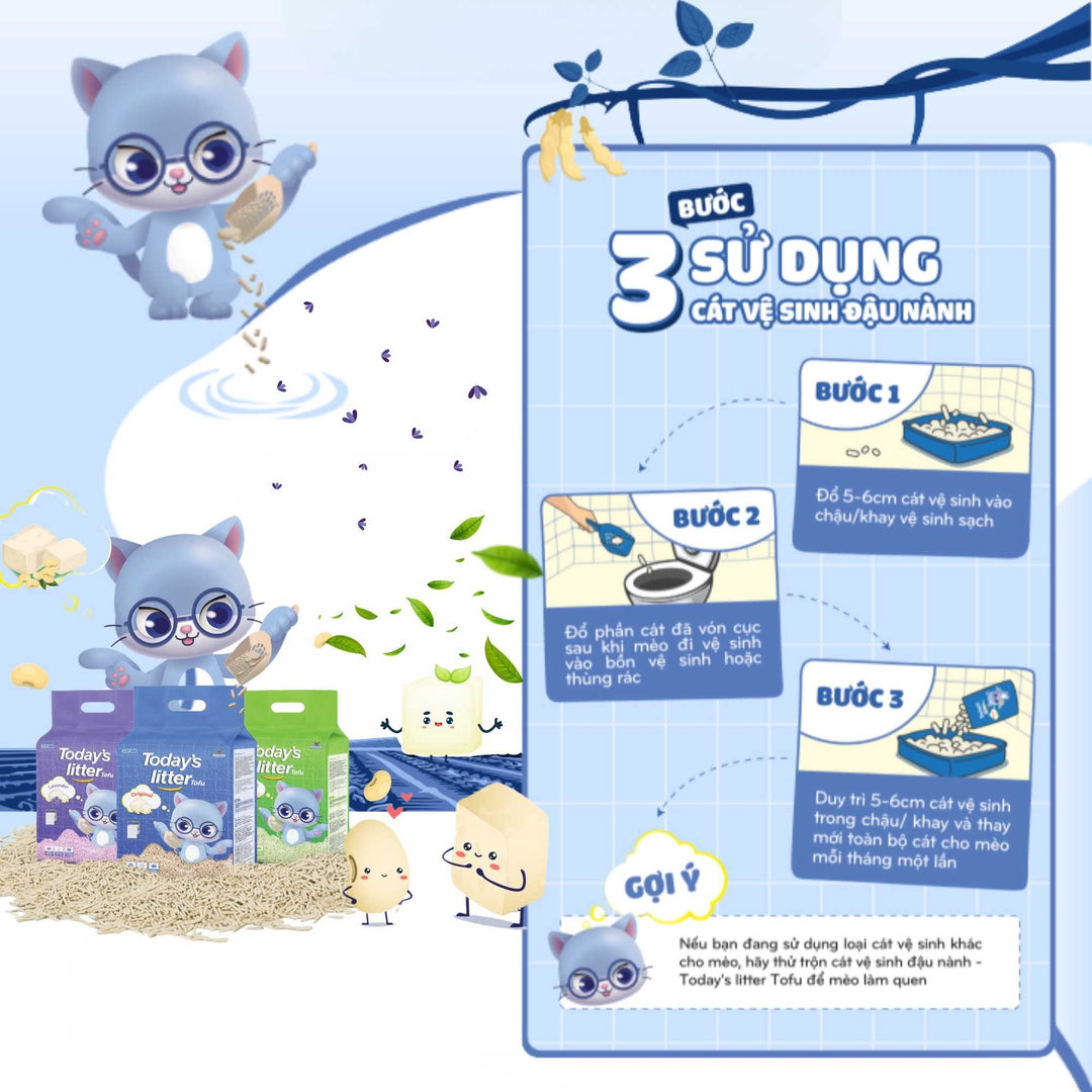 Cát Vệ Sinh Đậu Nành Today's Litter Tofu Cho Mèo, Vón Cục Nhanh, Hương Thơm Dễ Chịu, 7L