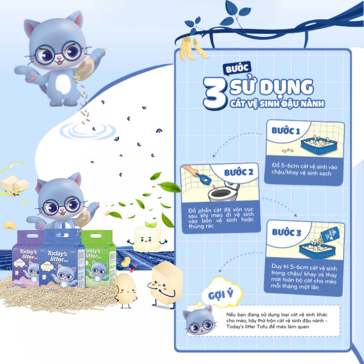 Cát Vệ Sinh Đậu Nành Today's Litter Tofu Cho Mèo, Vón Cục Nhanh, Hương Thơm Dễ Chịu, 7L