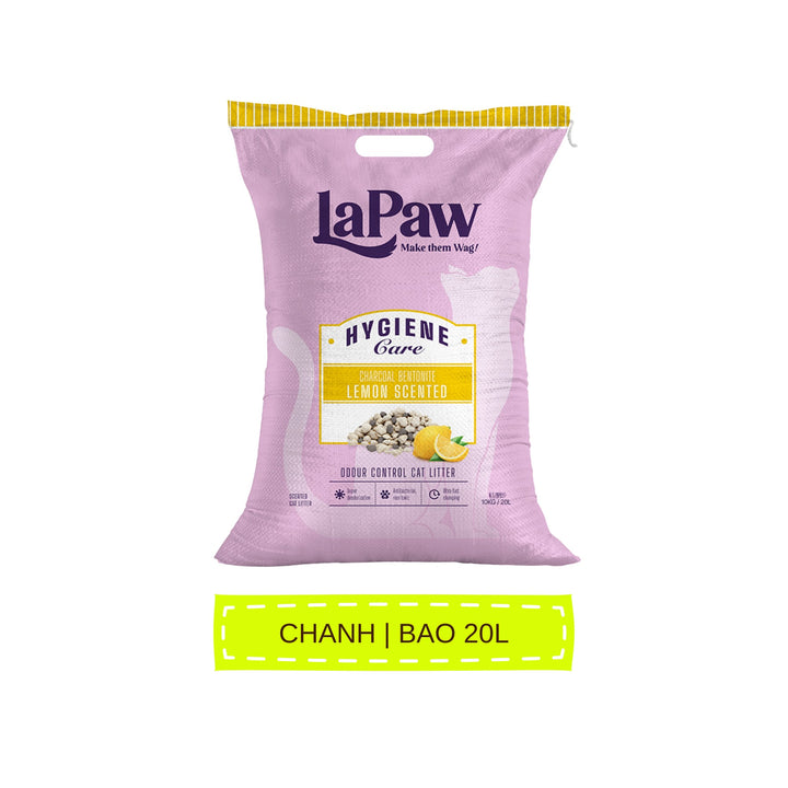 Cát Vệ Sinh Cho Mèo LaPaw Than Hoạt Tính, Siêu Vón Cục, Khử Mùi Tốt, Thơm Lâu, Ít Bụi, Bao 8L/20L