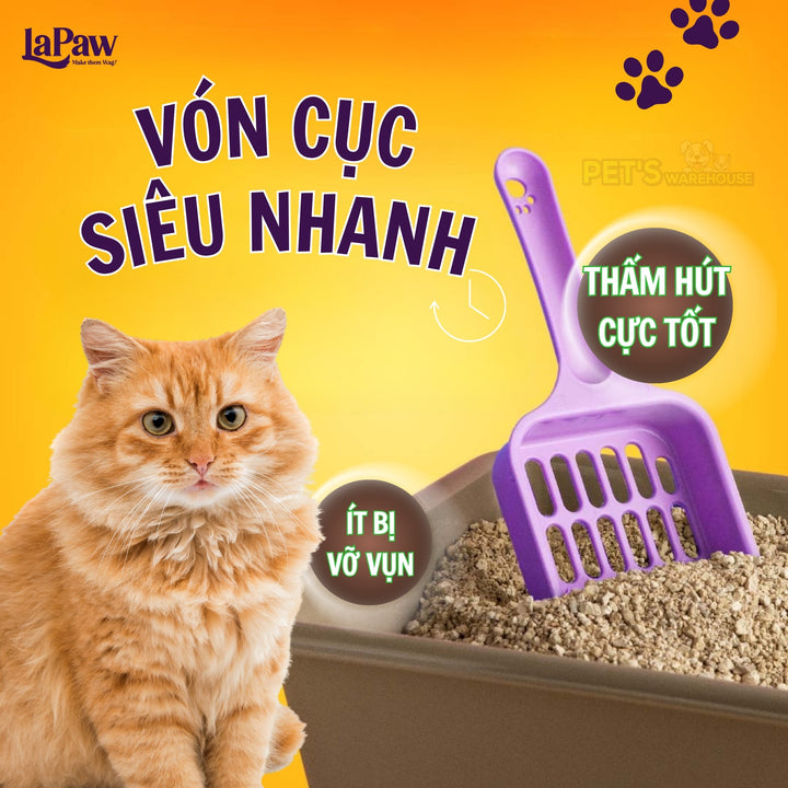 Cát Vệ Sinh Cho Mèo LaPaw Than Hoạt Tính, Siêu Vón Cục, Khử Mùi Tốt, Thơm Lâu, Ít Bụi, Bao 8L/20L