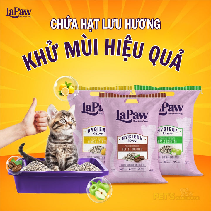 Cát Vệ Sinh Cho Mèo LaPaw Than Hoạt Tính, Siêu Vón Cục, Khử Mùi Tốt, Thơm Lâu, Ít Bụi, Bao 8L/20L