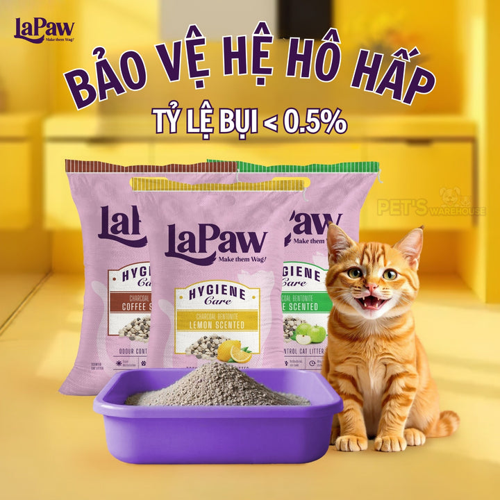 Cát Vệ Sinh Cho Mèo LaPaw Than Hoạt Tính, Siêu Vón Cục, Khử Mùi Tốt, Thơm Lâu, Ít Bụi, Bao 8L/20L