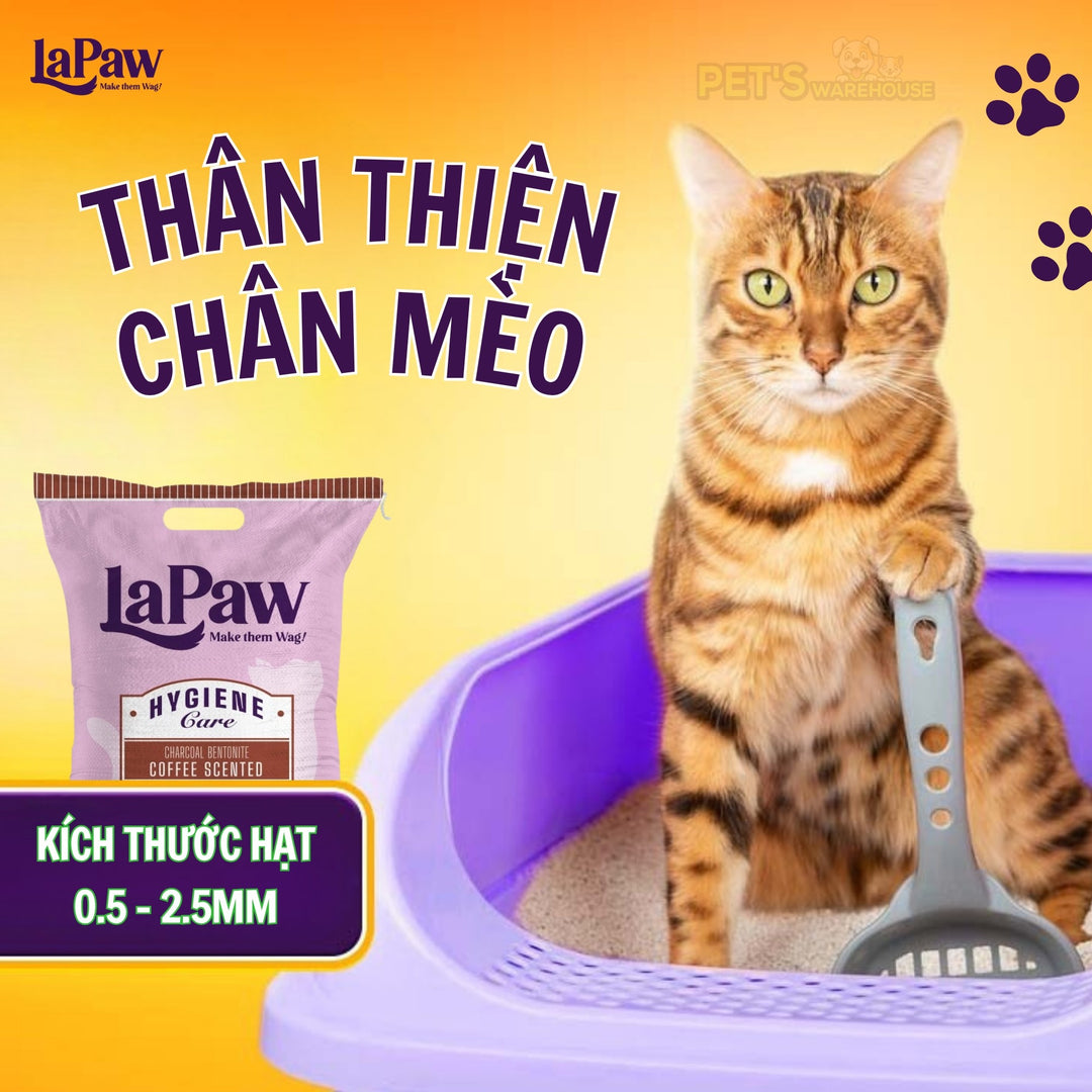 Cát Vệ Sinh Cho Mèo LaPaw Than Hoạt Tính, Siêu Vón Cục, Khử Mùi Tốt, Thơm Lâu, Ít Bụi, Bao 8L/20L