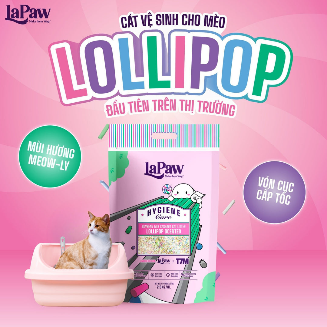Cát Vệ Sinh Đậu Nành Mix Sắn Cao Cấp La Paw Cho Mèo, Mùi Kẹo Lollipop, 8L / 2.5Kg