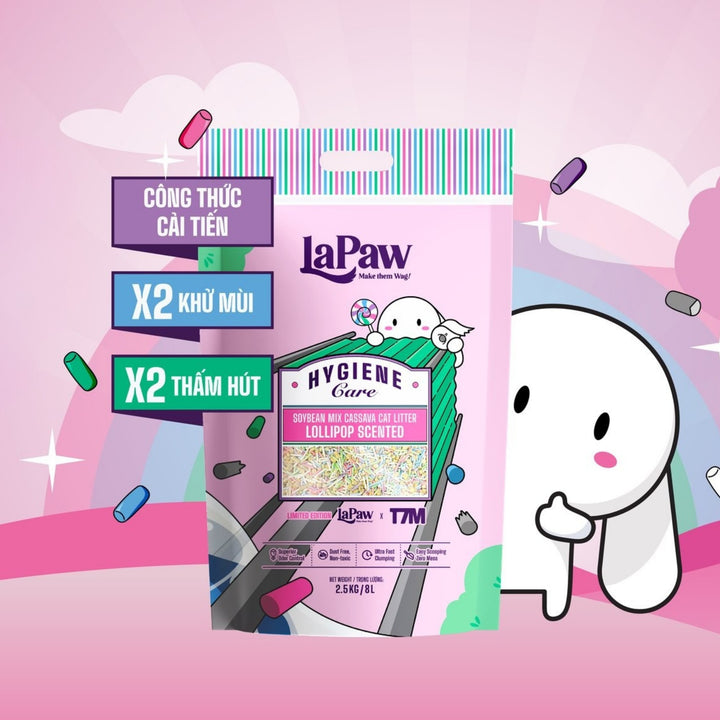 Cát Vệ Sinh Đậu Nành Mix Sắn Cao Cấp La Paw Cho Mèo, Mùi Kẹo Lollipop, 8L / 2.5Kg