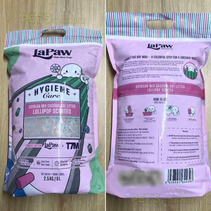 Cát Vệ Sinh Đậu Nành Mix Sắn Cao Cấp La Paw Cho Mèo, Mùi Kẹo Lollipop, 8L / 2.5Kg