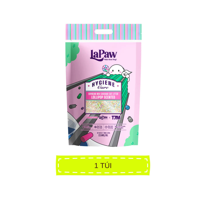Cát Vệ Sinh Đậu Nành Mix Sắn Cao Cấp La Paw Cho Mèo, Mùi Kẹo Lollipop, 8L / 2.5Kg