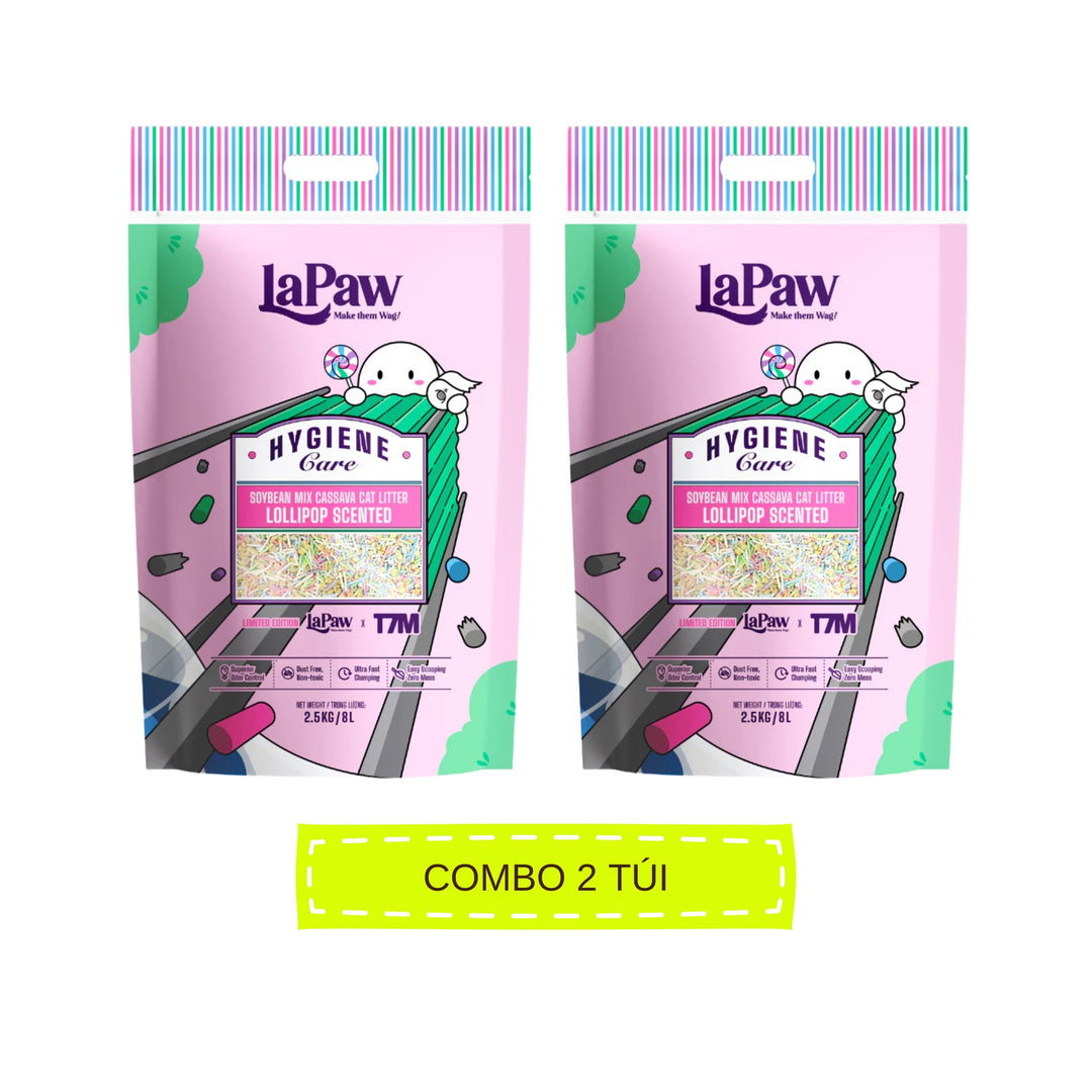 Cát Vệ Sinh Đậu Nành Mix Sắn Cao Cấp La Paw Cho Mèo, Mùi Kẹo Lollipop, 8L / 2.5Kg
