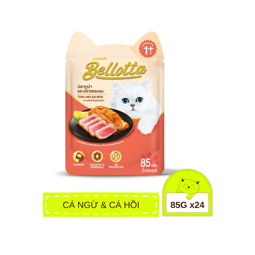 [Combo 24 Gói] Pate Mèo Bellotta Cá Ngừ Mix Vị, Mèo Trưởng Thành, Gói 85g