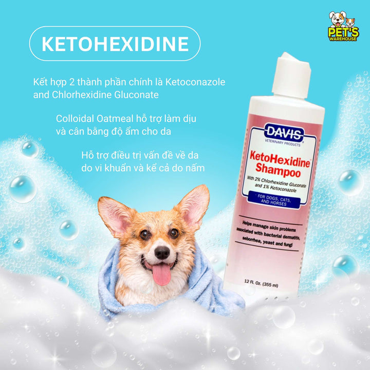 Sữa Tắm Davis Hỗ Trợ Nấm Viêm Da Cho Chó Mèo, Chai 355Ml