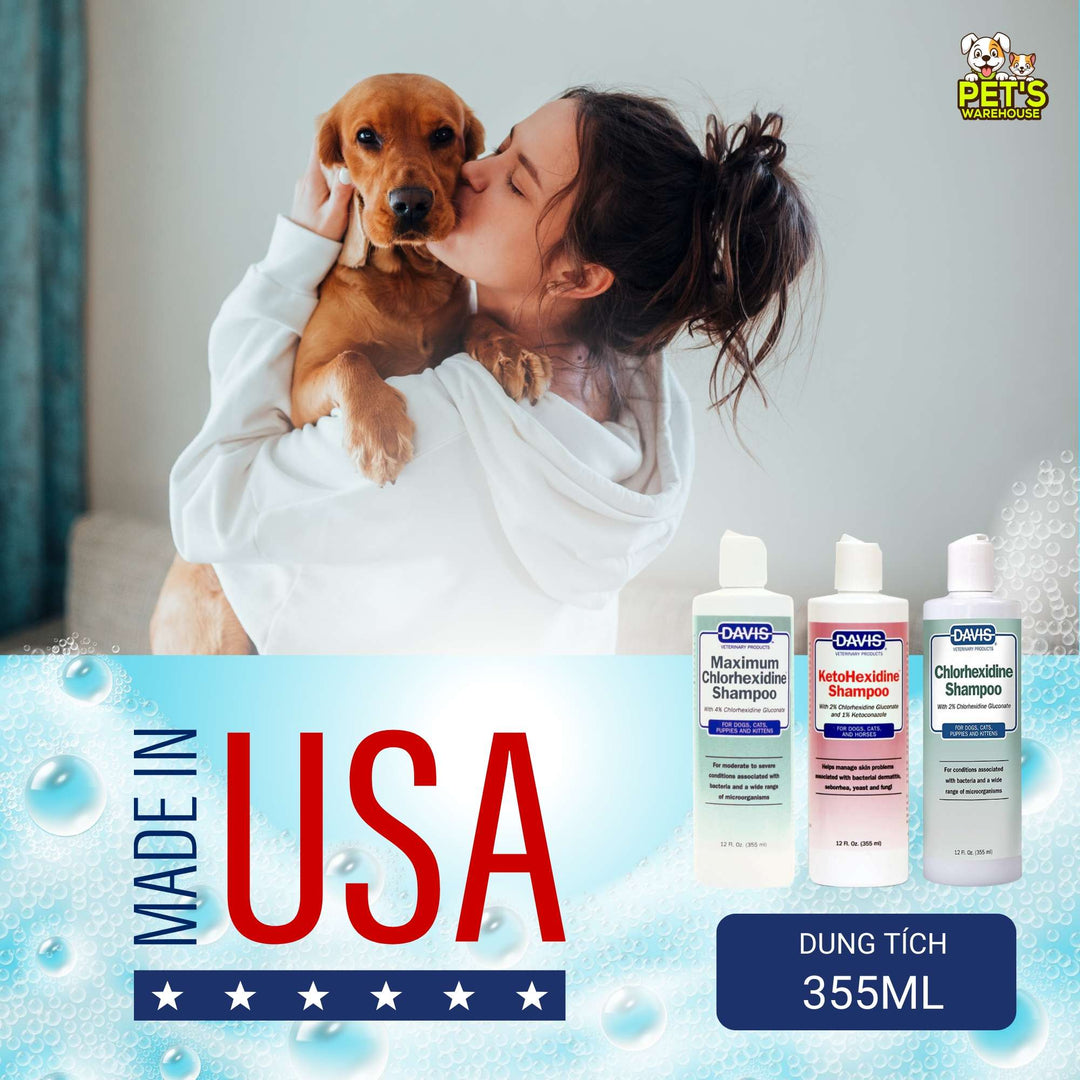 Sữa Tắm Davis Hỗ Trợ Nấm Viêm Da Cho Chó Mèo, Chai 355Ml