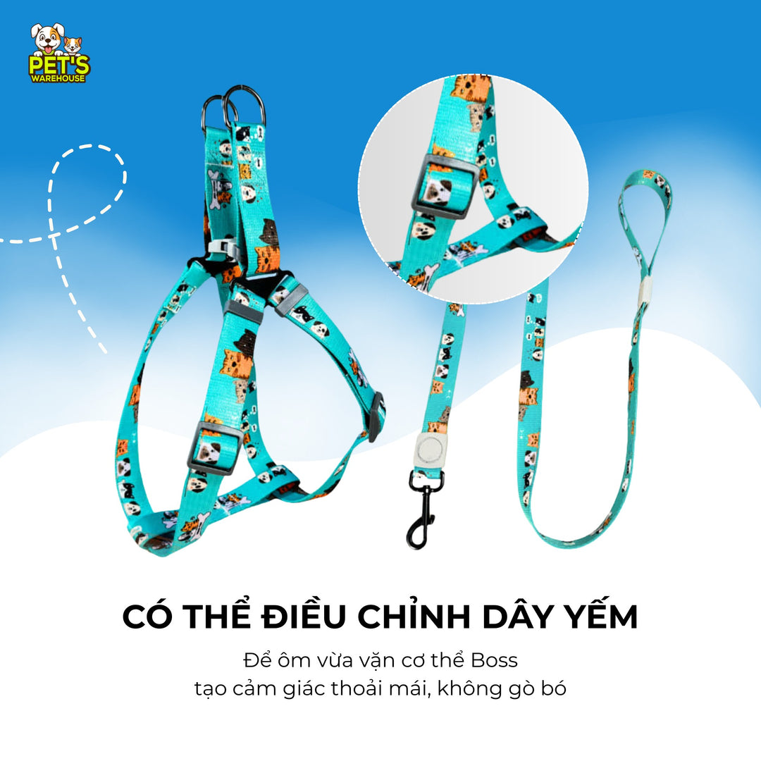 Dây Dắt Yếm Cho Chó Mèo T&D Diamonds Lucky/Collar, Thời Trang, Nhiều Size