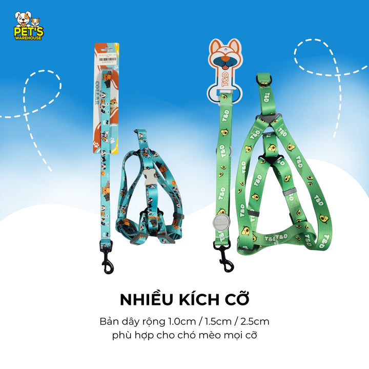 Dây Dắt Yếm Cho Chó Mèo T&D Diamonds Lucky/Collar, Thời Trang, Nhiều Size