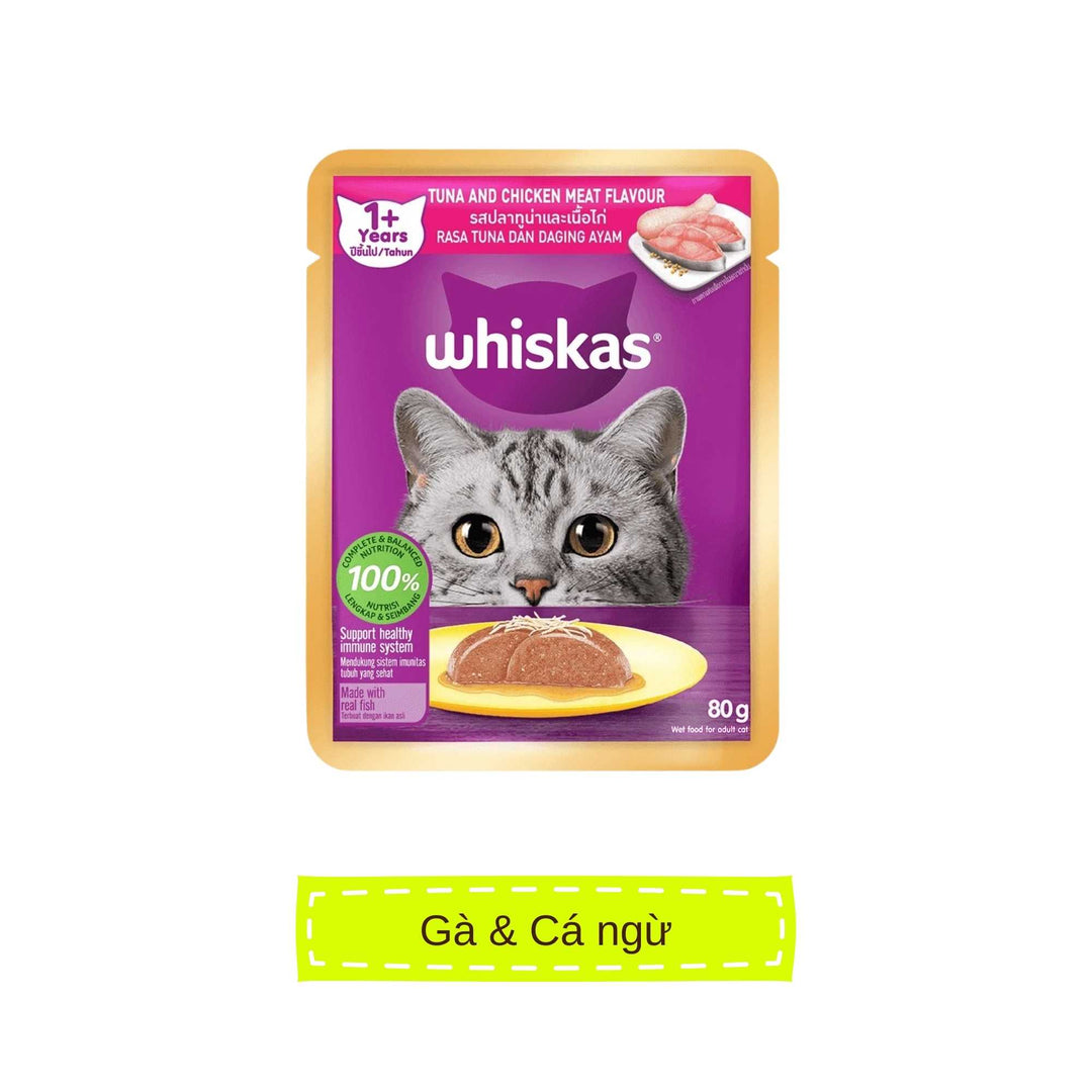 [Combo 28 gói] Pate Whiskas Mèo Trưởng Thành Gói 80G