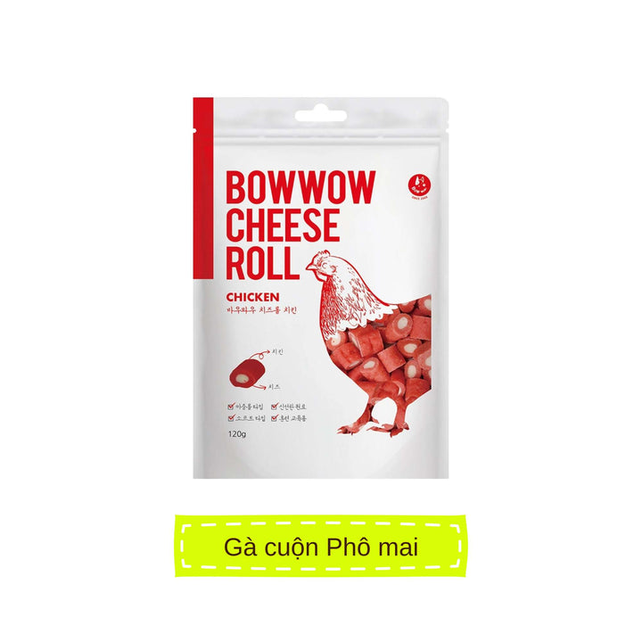 [120G] Snack Bowwow Gà - Cá Hồi Phô Mai Chó Mọi Lứa Tuổi