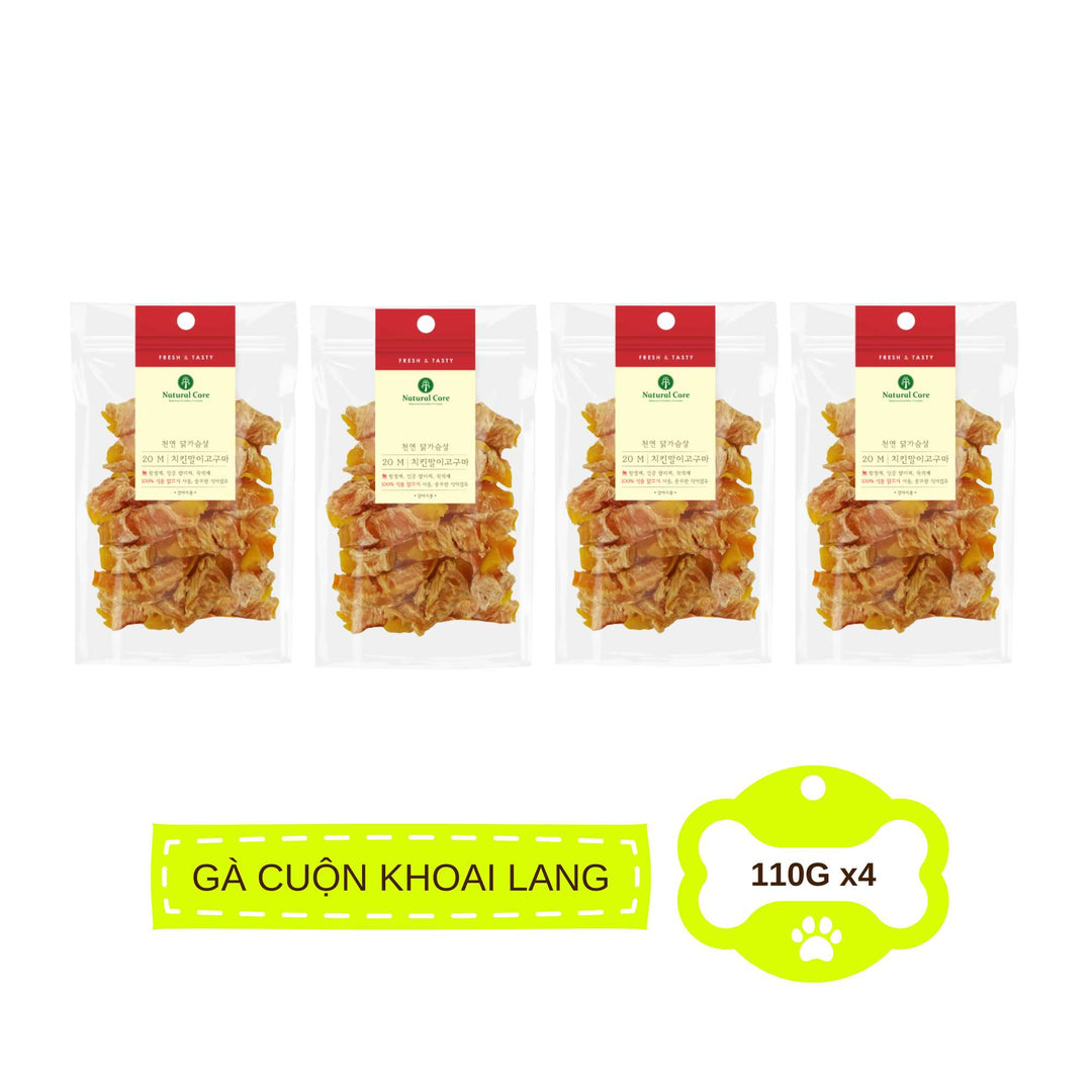 Snack Natural Core Khoai Lang Sấy Dẻo, Thịt Cuộn Khoai Lang Cho Chó