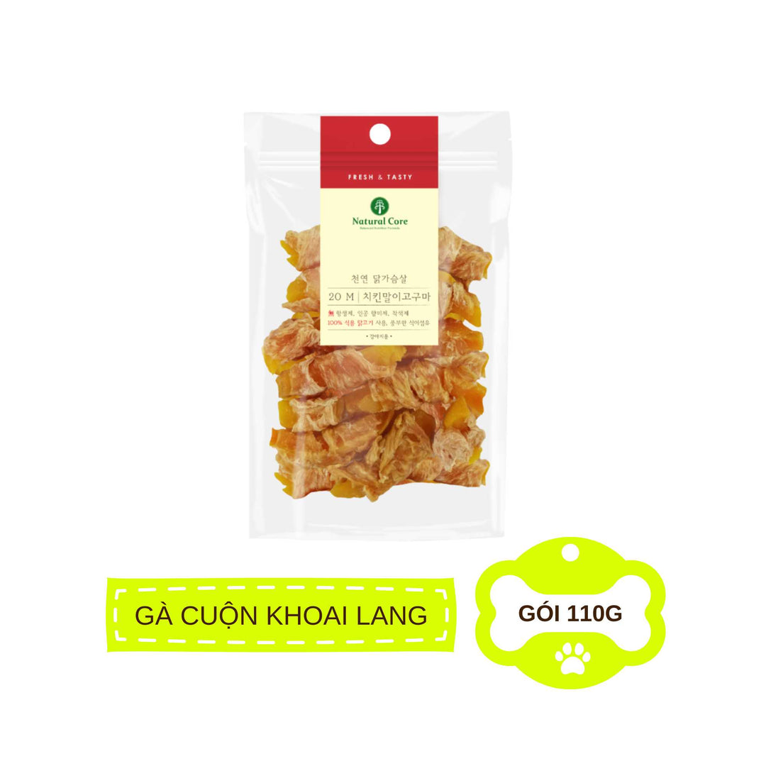 Snack Natural Core Khoai Lang Sấy Dẻo, Thịt Cuộn Khoai Lang Cho Chó