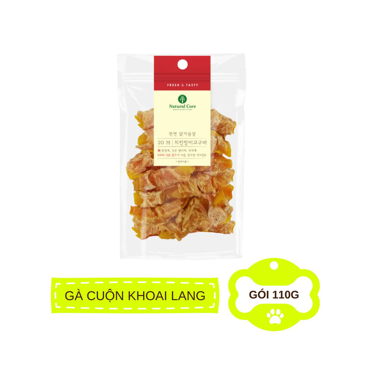 Snack Natural Core Khoai Lang Sấy Dẻo, Thịt Cuộn Khoai Lang Cho Chó