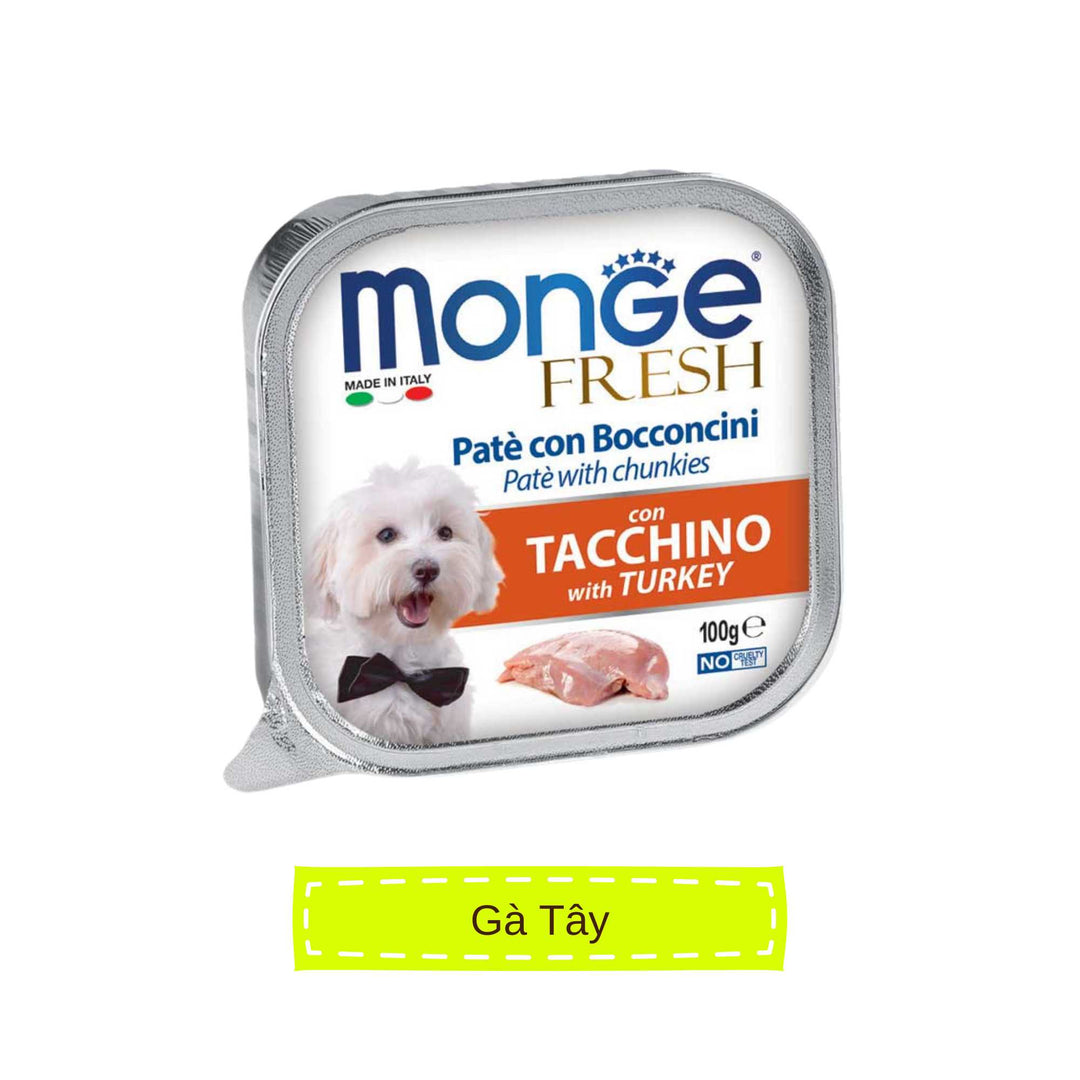 [Combo 24 hộp] Pate cho chó Monge nhiều vị, nhập khẩu từ Ý, 100g