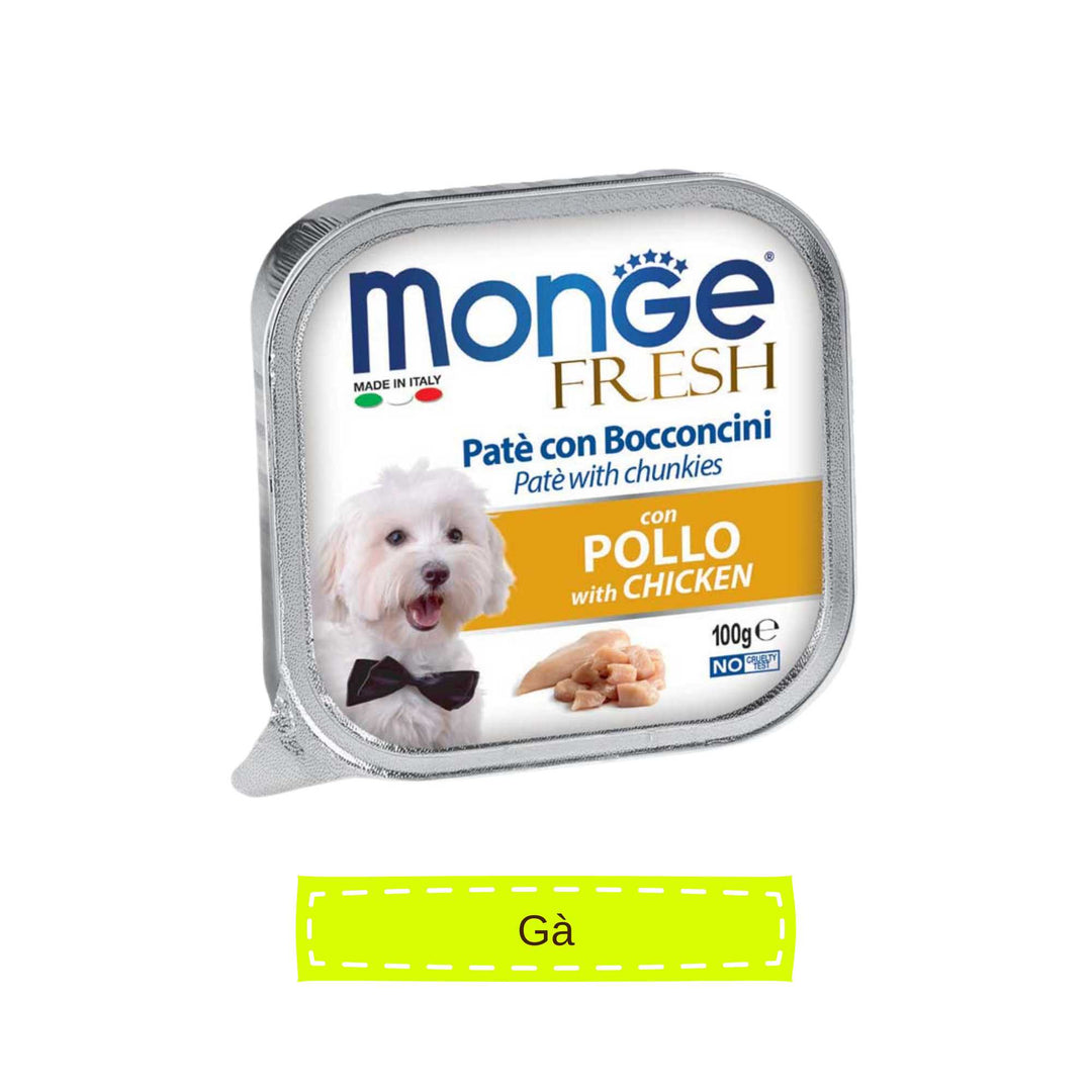 [Combo 12 hộp] Pate cho chó Monge nhiều vị, nhập khẩu từ Ý, 100g