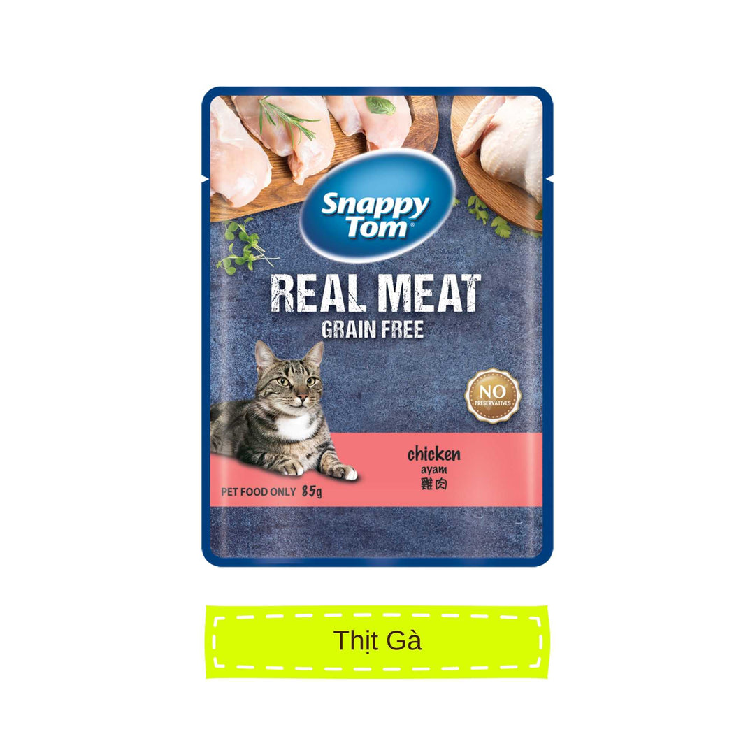 Combo 24 gói Pate Snappy Tom Real Fish Mèo 85G