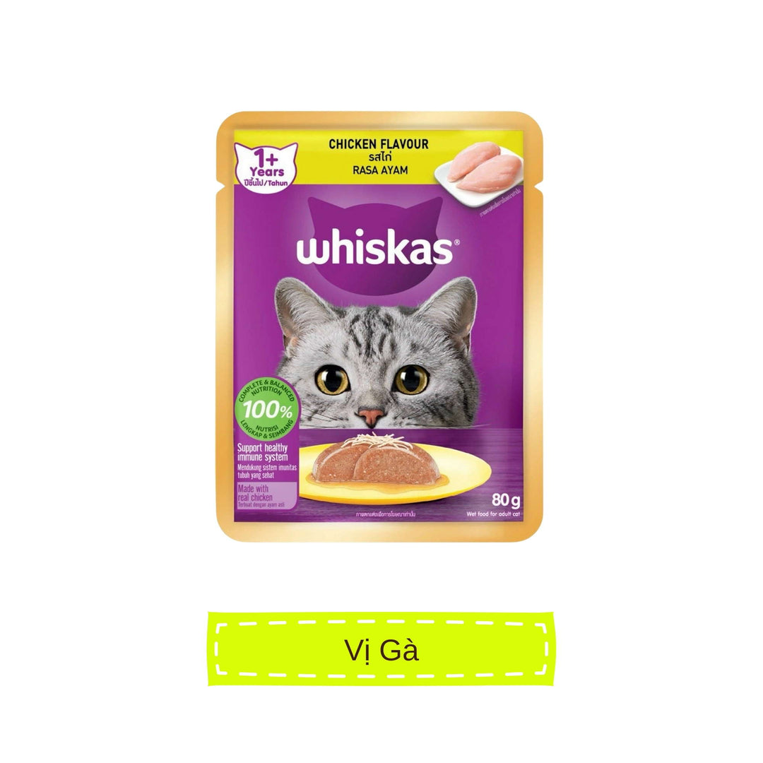Pate Whiskas Mèo Trưởng Thành Gói 80G