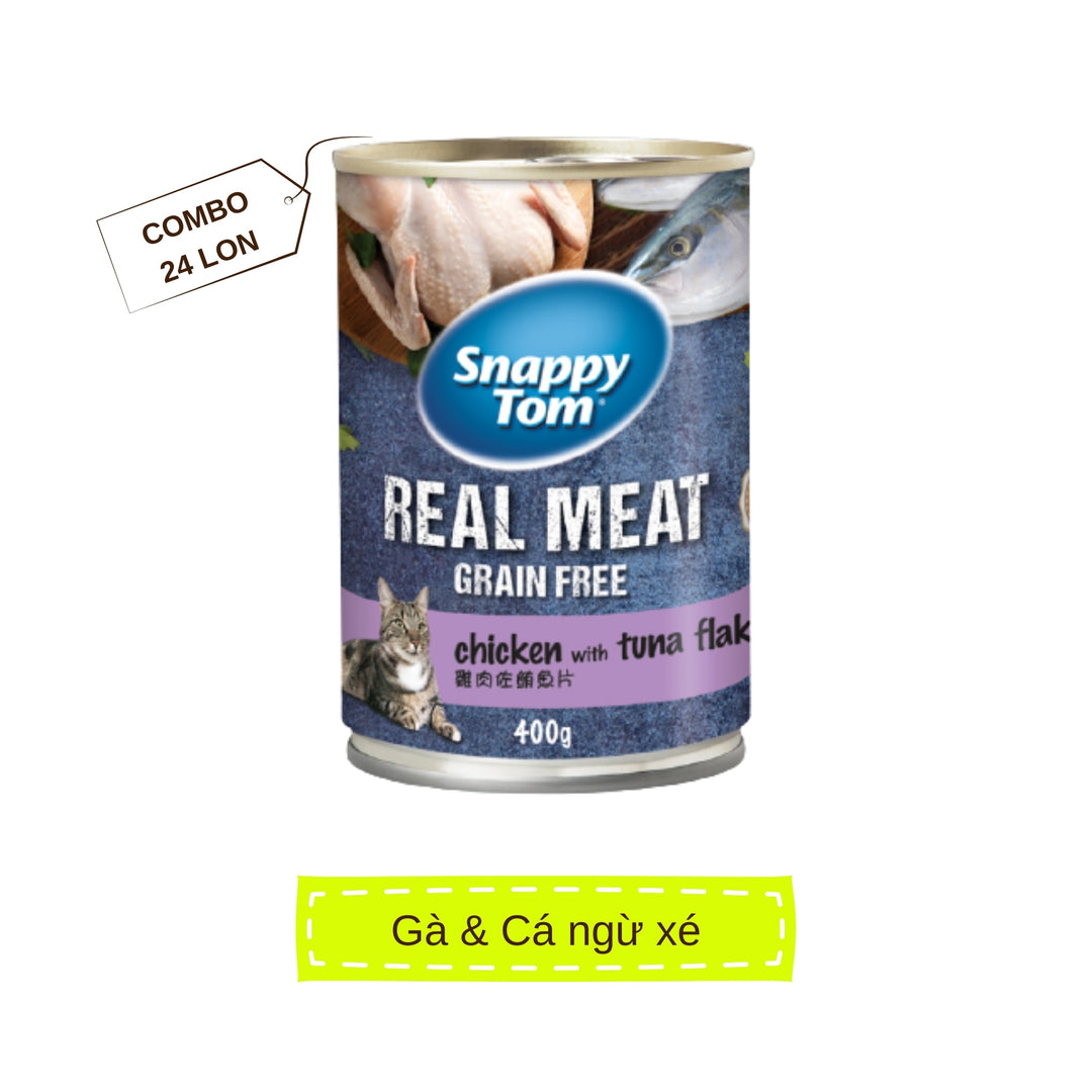 [Thùng 24 Lon] Pate Snappy Tom Real Fish Mèo Lon 400G