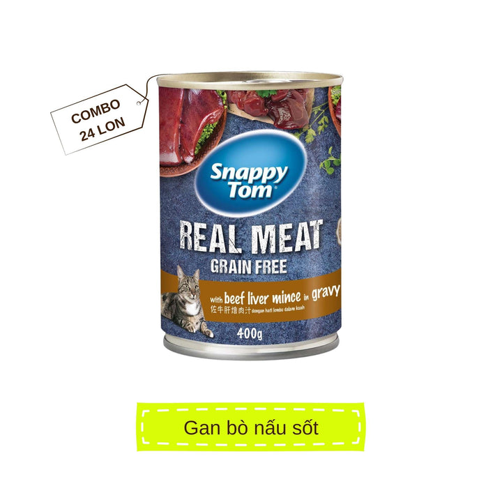 [Thùng 24 Lon] Pate Snappy Tom Real Fish Mèo Lon 400G