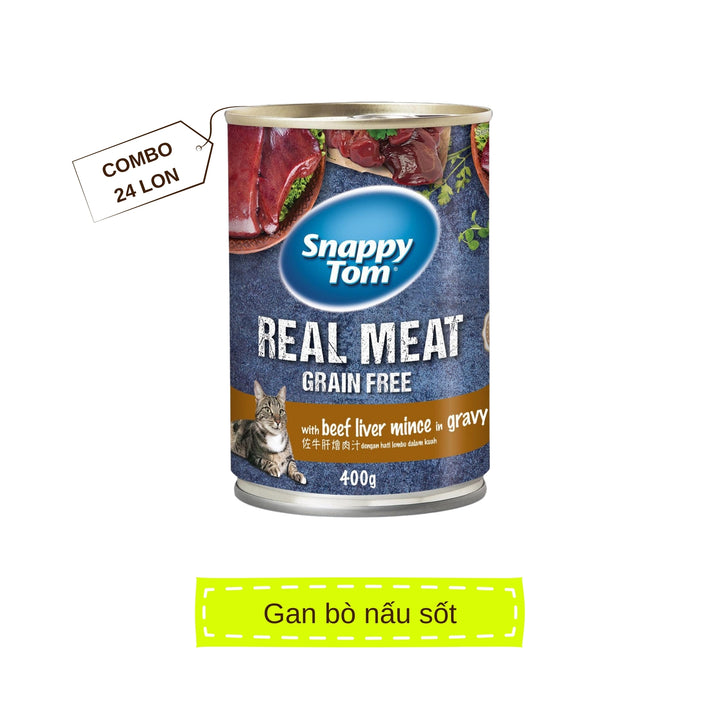 [Thùng 24 Lon] Pate Snappy Tom Real Fish Mèo Lon 400G