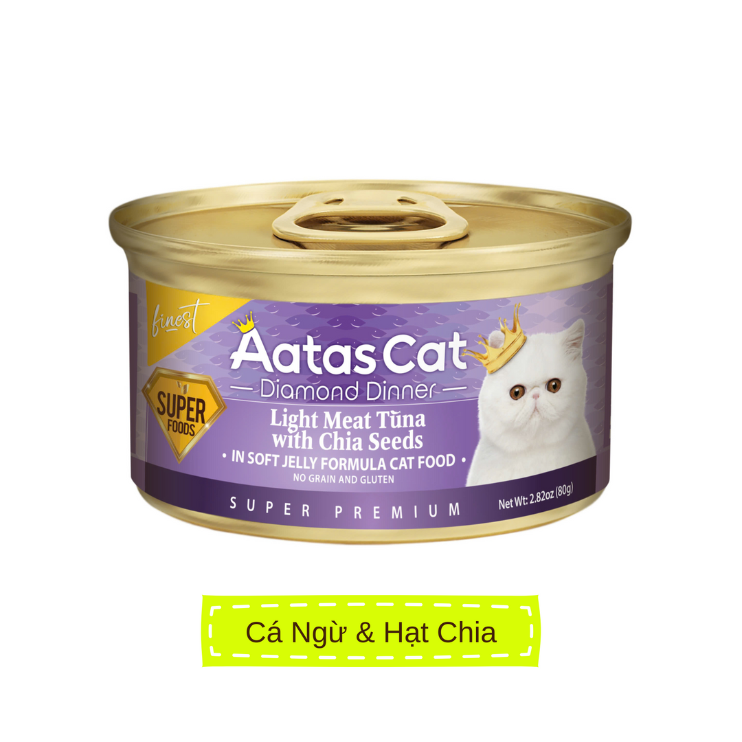 Pate Aatas Diamond Cao Cấp Mèo Mọi Lứa Tuổi Lon 80G