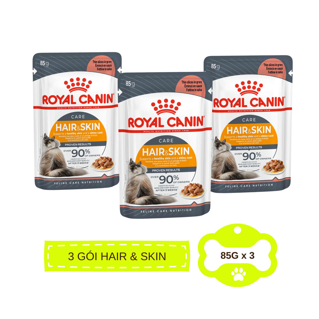 [Combo 3 - 12 Gói] Pate Mèo Royal Canin Hair&Skin, HairBall, Gói 85g