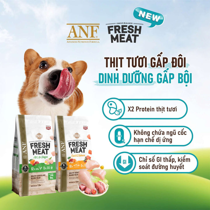 Hạt ANF Fresh Meat Gấp Đôi Thịt Tươi Cho Chó Mọi Lứa Tuổi, Túi 1.6Kg