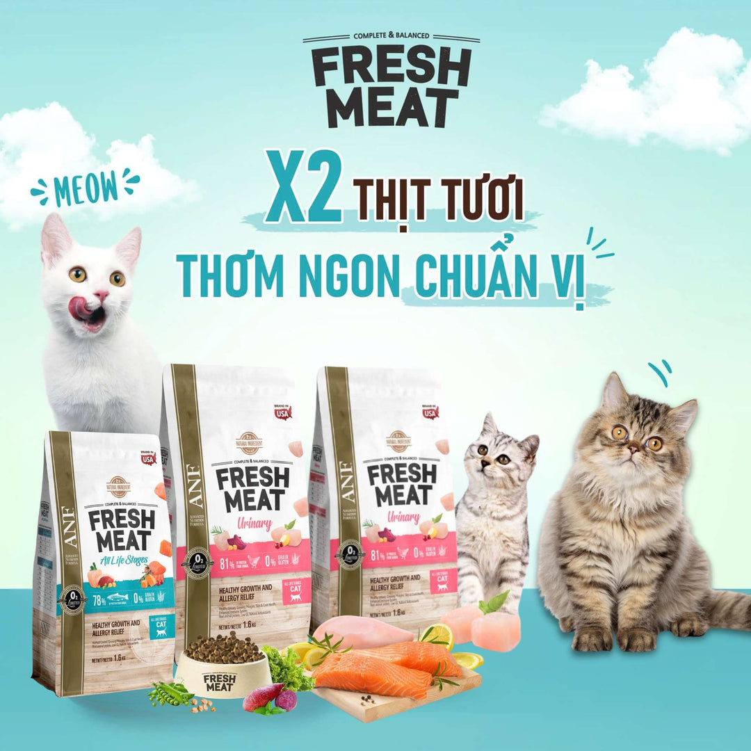 Hạt ANF Fresh Meat Gấp Đôi Thịt Tươi Cho Mèo Mọi Lứa Tuổi, Túi 1.6Kg