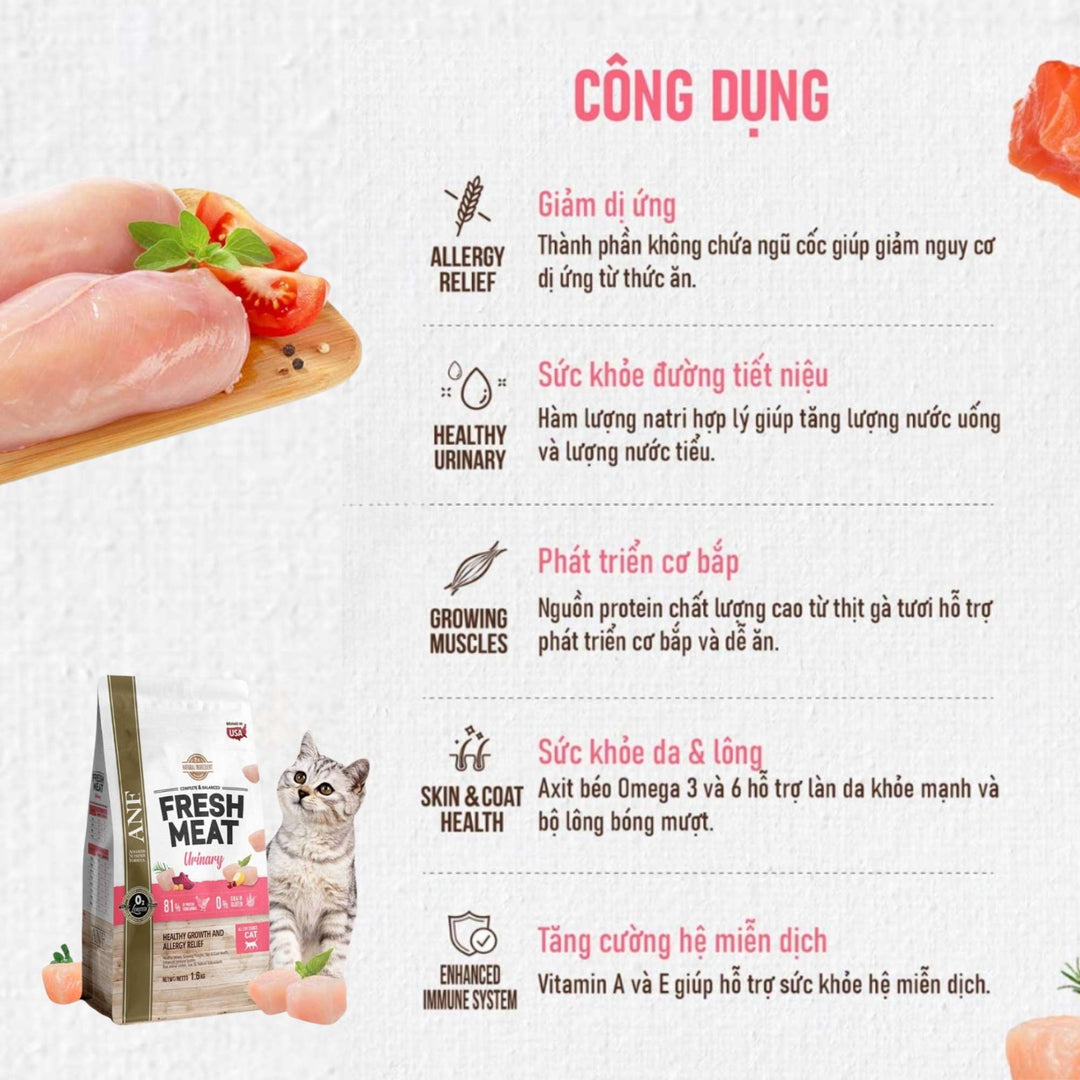 Hạt ANF Fresh Meat Gấp Đôi Thịt Tươi Cho Mèo Mọi Lứa Tuổi, Túi 1.6Kg