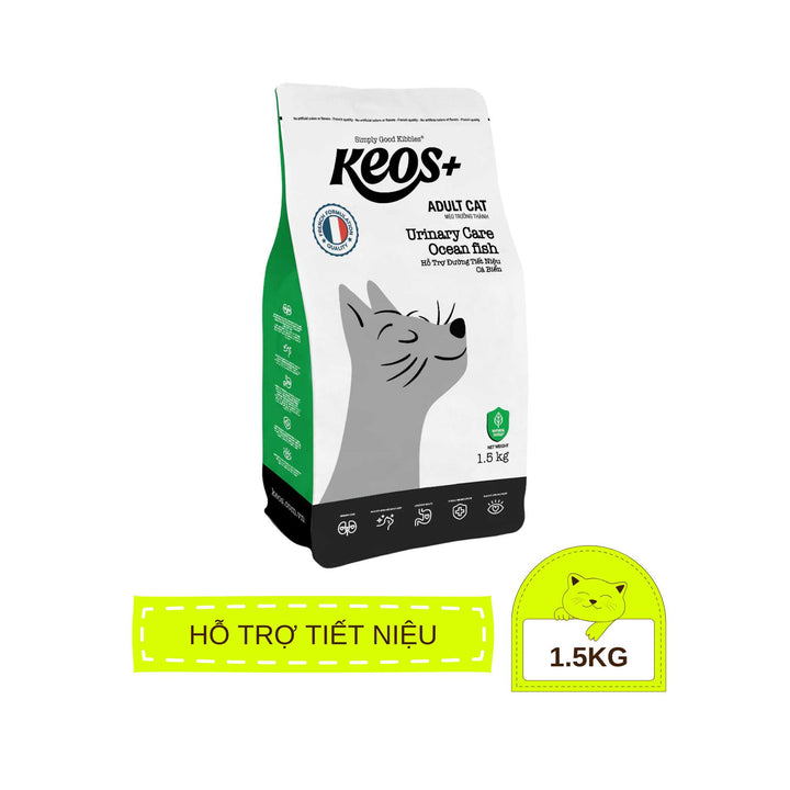 [350g - 1.5Kg] Hạt Keos+ Cho Mèo Trưởng Thành, Hỗ Trợ Tiết Niệu, Tiêu Búi Lông