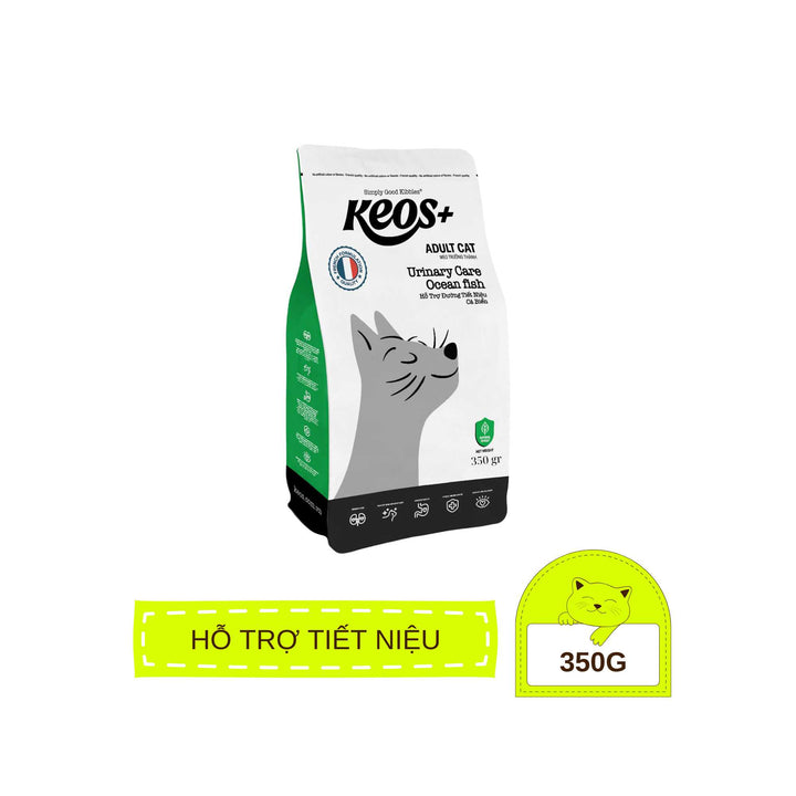 [350g - 1.5Kg] Hạt Keos+ Cho Mèo Trưởng Thành, Hỗ Trợ Tiết Niệu, Tiêu Búi Lông