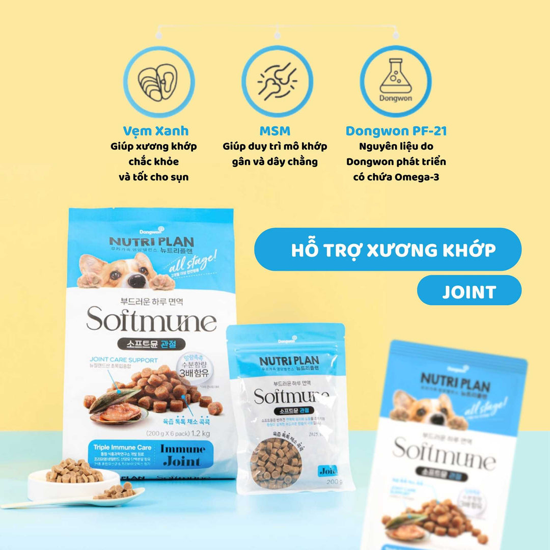 Hạt Mềm Cao Cấp Nutri Plan Softmune Cho Chó, Hỗ Trợ Lông Da & Xương Khớp, 1.2Kg