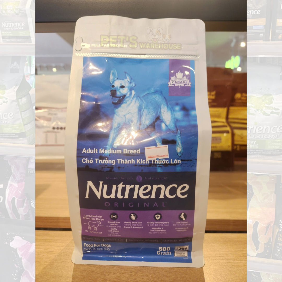 Hạt Nutrience Original Cho Chó Trưởng Thành Giống Vừa & Lớn - Thịt Cừu, Gạo Lứt & Rau Củ Trái Cây, 500g