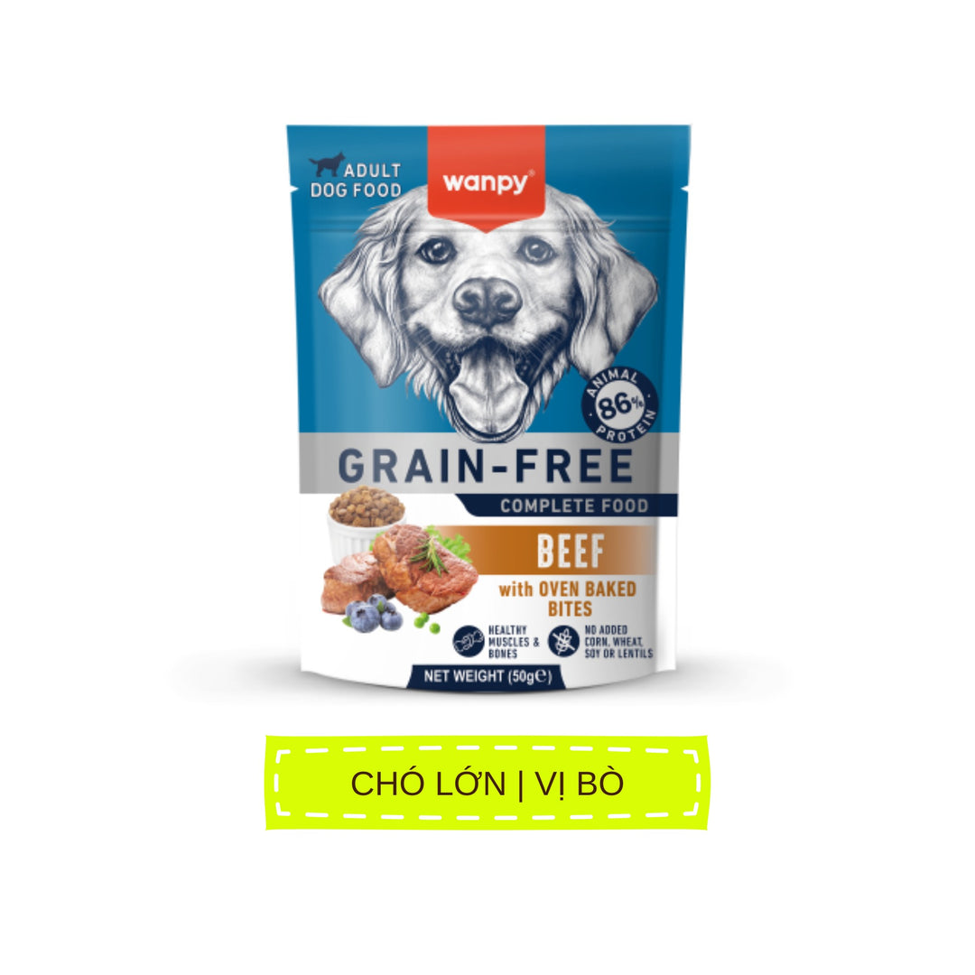 Hạt Wanpy Cho Chó Mèo, Mix Viên Thịt Nướng, Không Ngũ Cốc, Nhiều Vị, Túi 500g