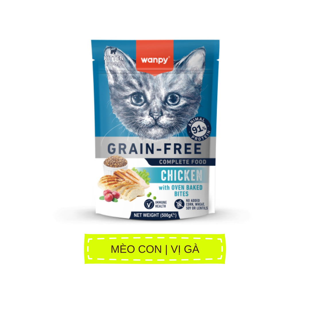 Hạt Wanpy Cho Chó Mèo, Mix Viên Thịt Nướng, Không Ngũ Cốc, Nhiều Vị, Túi 500g