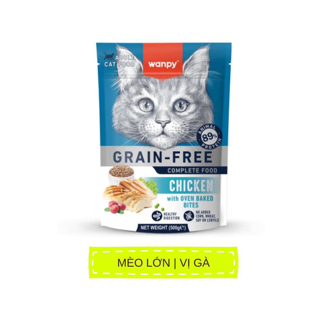Hạt Wanpy Cho Chó Mèo, Mix Viên Thịt Nướng, Không Ngũ Cốc, Nhiều Vị, Túi 500g