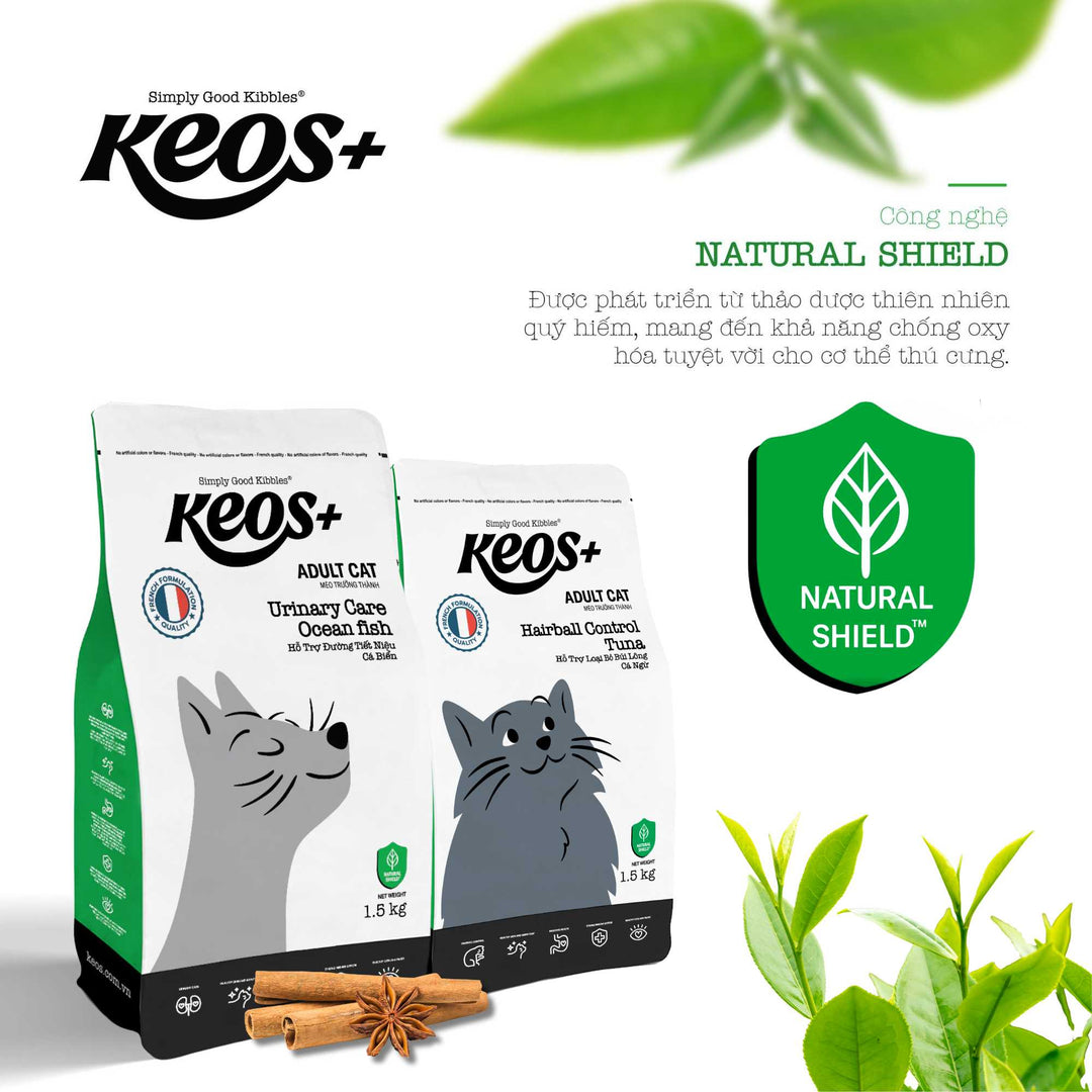 [350g - 1.5Kg] Hạt Keos+ Cho Mèo Trưởng Thành, Hỗ Trợ Tiết Niệu, Tiêu Búi Lông