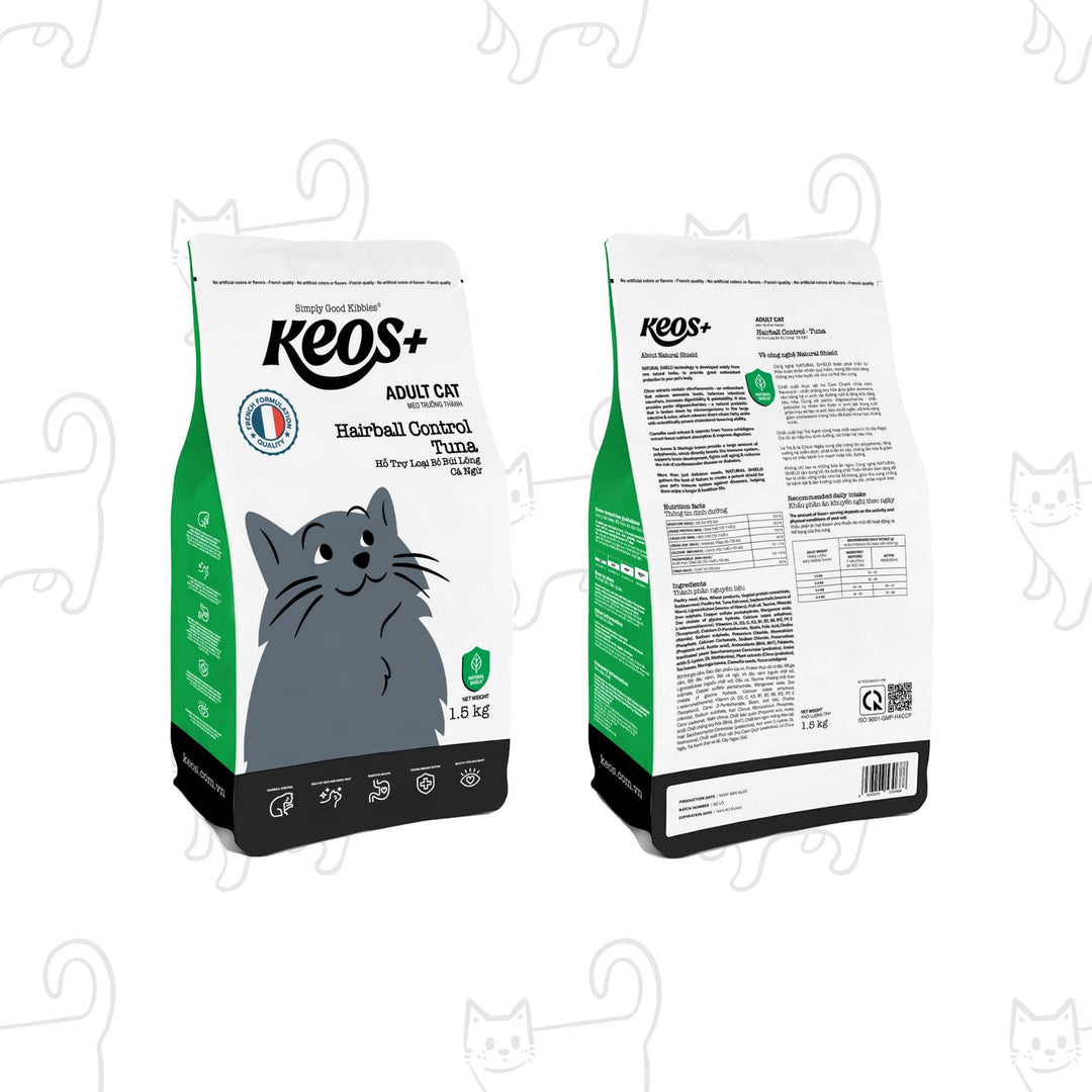 [350g - 1.5Kg] Hạt Keos+ Cho Mèo Trưởng Thành, Hỗ Trợ Tiết Niệu, Tiêu Búi Lông