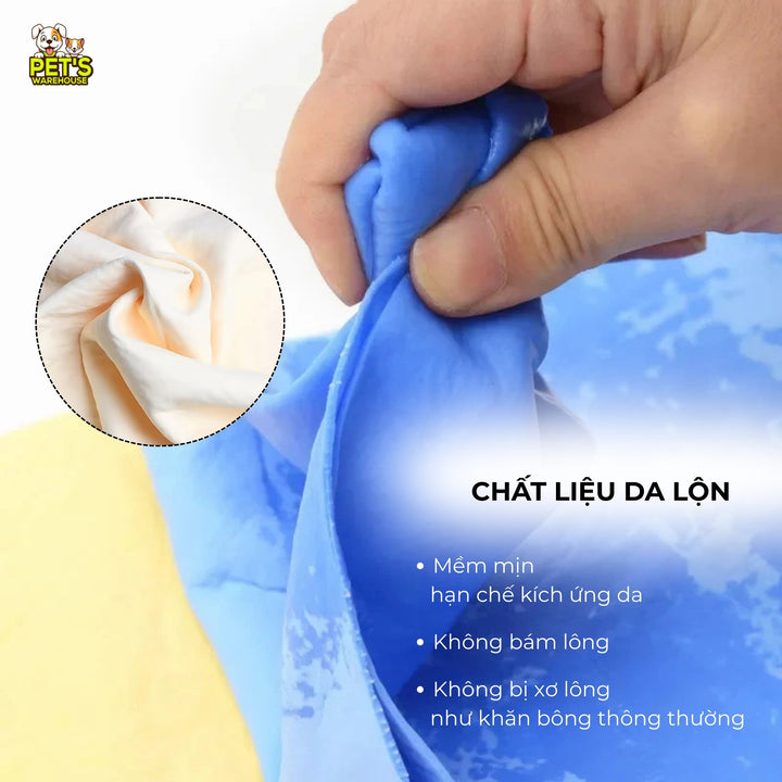 Khăn Tắm Siêu Thấm Hút Cho Chó Mèo, Có Hộp Đựng, Size Lớn 66cm x 43cm, Nhiều Màu (Giao Ngẫu Nhiên)