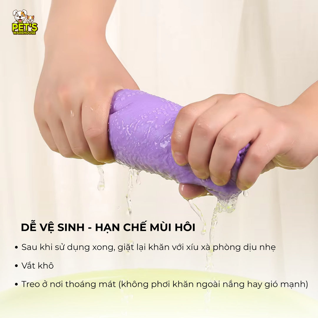 Khăn Tắm Siêu Thấm Hút Cho Chó Mèo, Có Hộp Đựng, Size Lớn 66cm x 43cm, Nhiều Màu (Giao Ngẫu Nhiên)